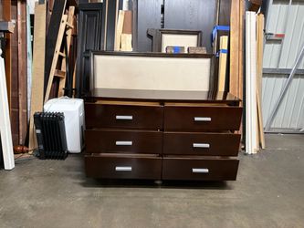Dark Brown 6-Drawer Wood Dresser