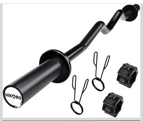 BRAND NEW IN BOX Olympic EZ Curl Barbell Bar, 48-inch Curling Bar, Fits 2-inch Weight Plates