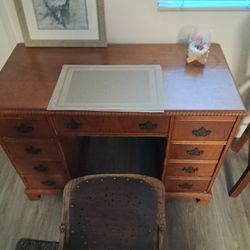 Vintage English Writers desk With Antique Chair