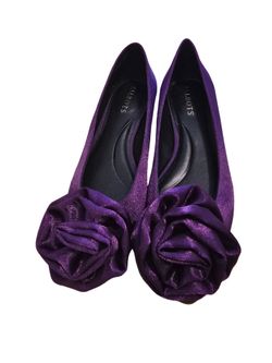 Talbots Purple Velvet Rosette Heels SZ 6.5