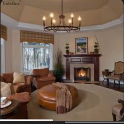 Black Wagon Wheel Chandelier 6 Lights Farmhouse Round Pendant Light Fixture 