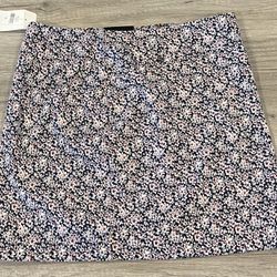 Banana Republic Women's Navy Blue Floral Pencil Skirt Pockets Side Zip Size 10 - Brand new with tags