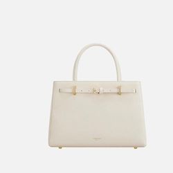 Leather Ivory Book Tote
