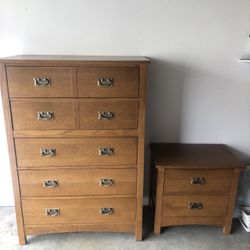 Wood Dresser And Night End Table 