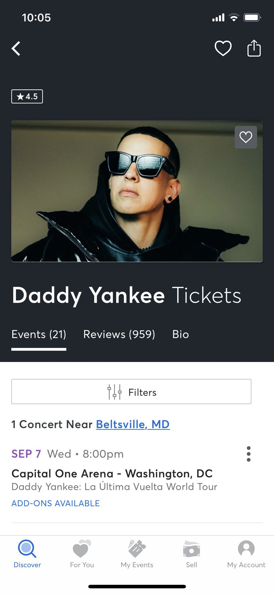 Daddy Yankee Tickets DC