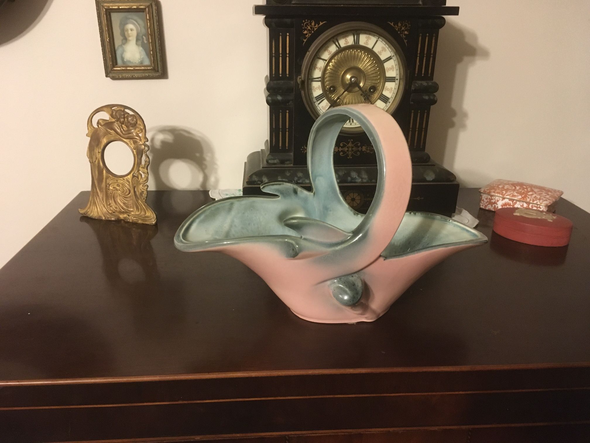 Vintage Hull Ceramic Basket 