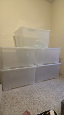 5 for 30 $ Lot of 5 IKEA SAMLA Large Clear Storage Bins with Lids (130L / 34 Gallon)