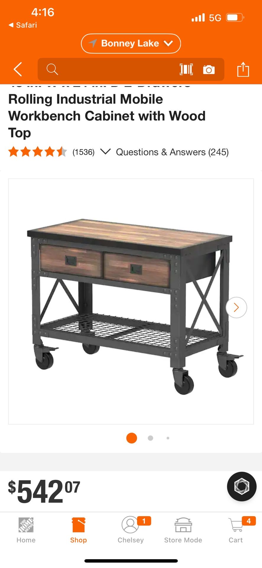 Industrial Work Bench With Rolling Wheels