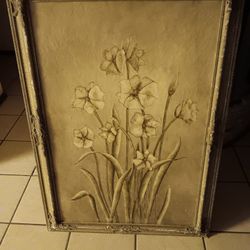 Large Floral Picture Framed