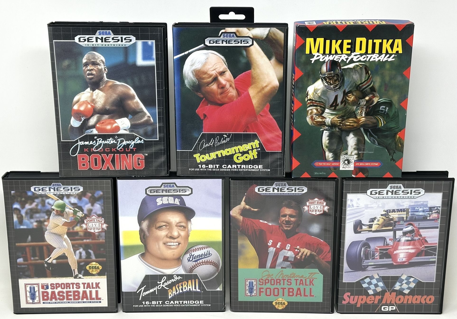7 Sega Genesis Sports Game Lot - Football, Baseball, Golf, Boxing, Racing