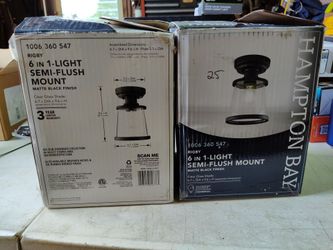 Hampton bay rigby semi flush ceiling light fixture in matte black, 1 left