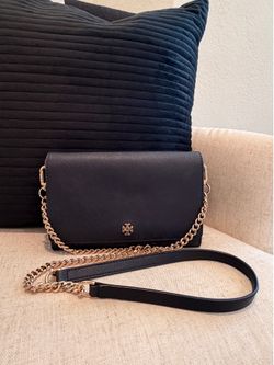 Authentic Tory Burch Saffiano Leather Crossbody Wallet – Navy