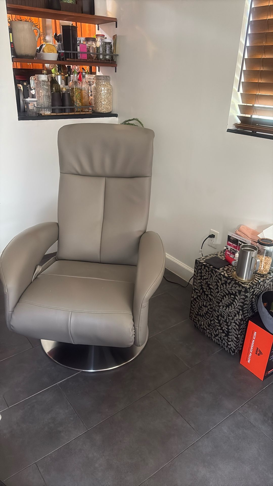 Gray Leather Recliner