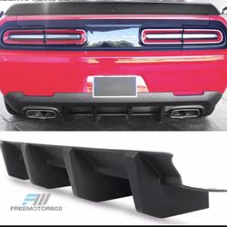 Fits 15-22 Dodge Challenger Rear Bumper Lip Diffuser Shark Fin Spoiler Wing