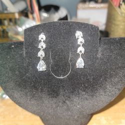 Sterling Silver White Sapphire Earrings
