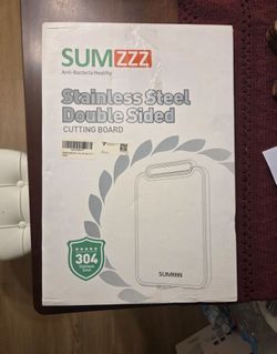 Sumzzz Stainless Steel Cutting Board for Kitchen, 2-in- 1 Double-Sided Chopping Board, Dishwasher Safe, Food Grade Stainless Steel/PP, Easy to Clean, 