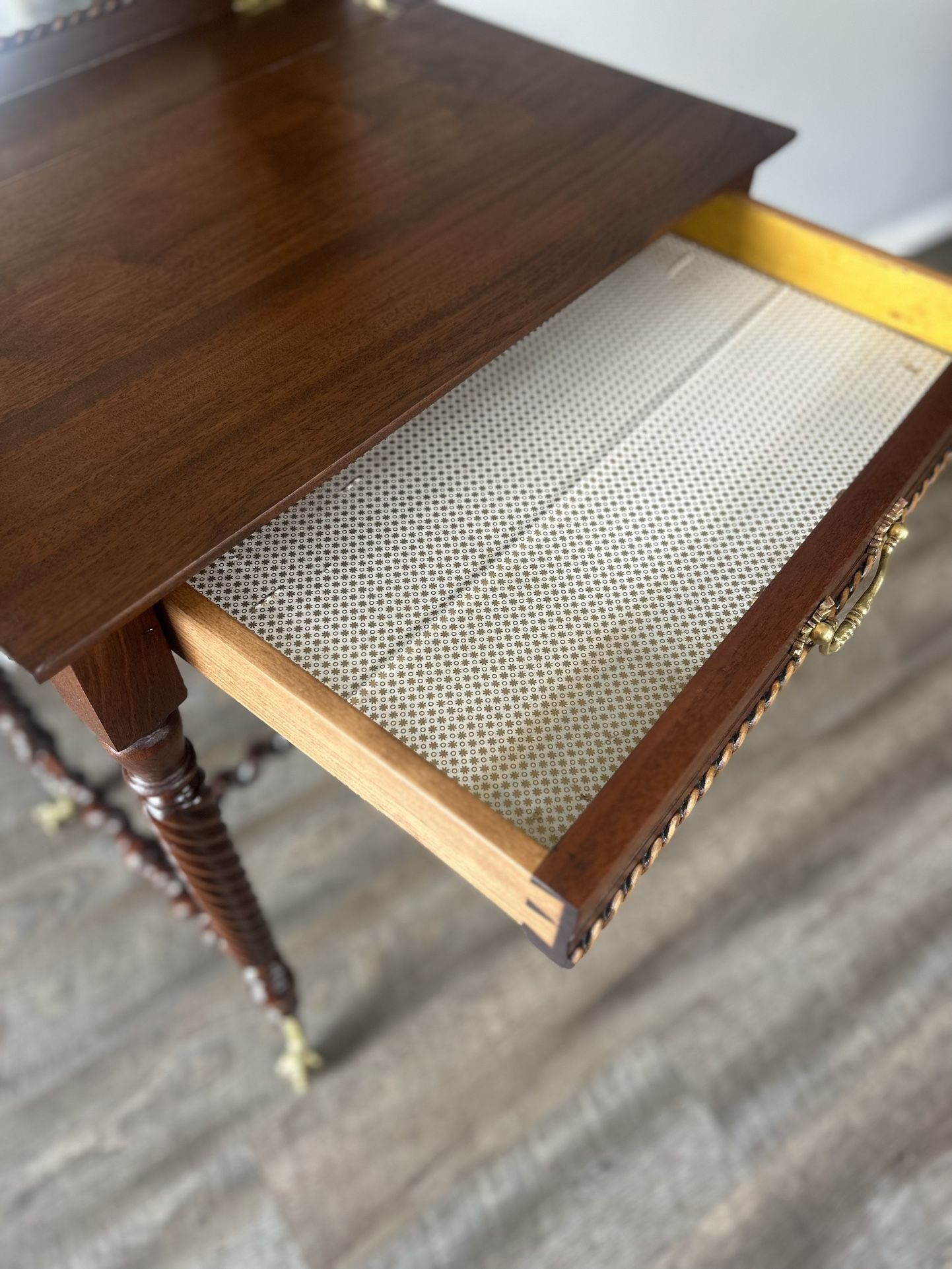 Antique Jenny Lind Style Fold Down Mirror Vanity