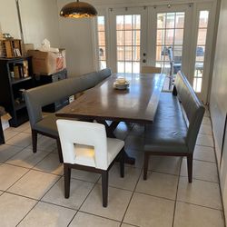 Modern Bench Style Dining Table
