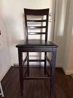 Dark Wood Bar Stool with Ladder Back