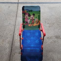 Vintage Mickey Mouse Clubhouse Folding Kids Chair Metal Frame Nylon Seat