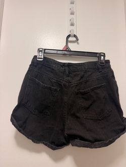 Black Denim Cuffed Jean Shorts