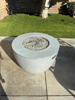 Round Concrete style Propane Fire Pit Table
