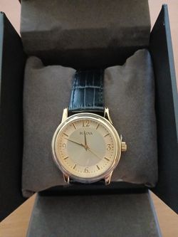 Bulova Men's Wristwatch With Black Leather Strap 