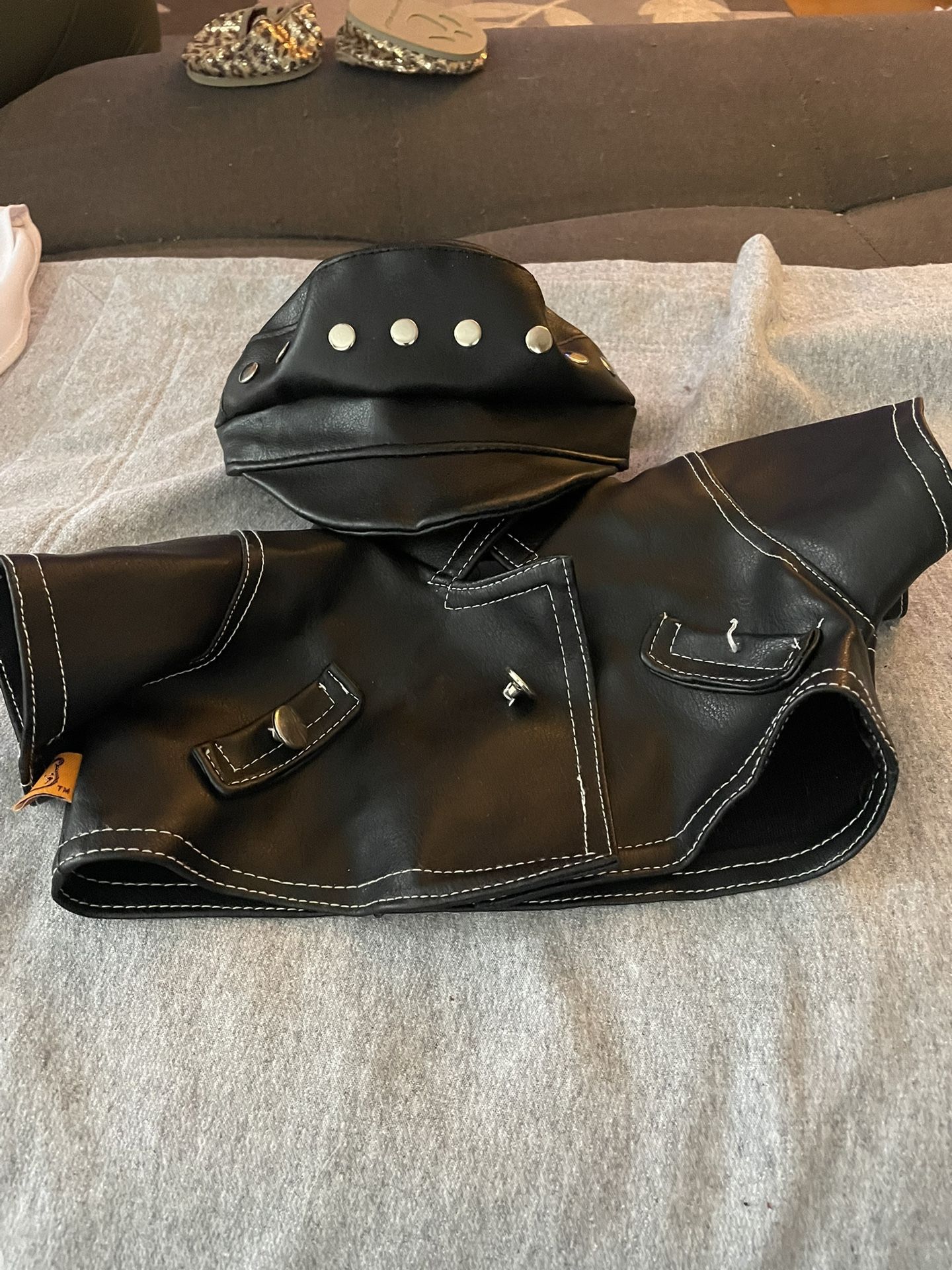 Build A Bear leather jacket and hat