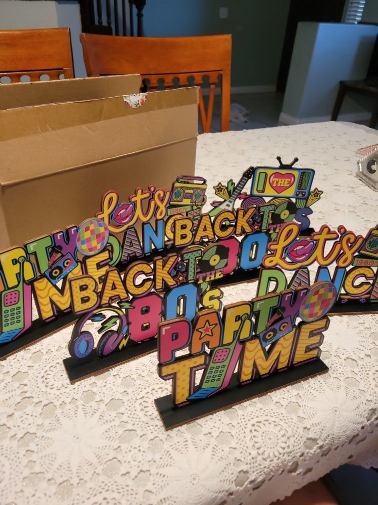 80s Theme Party Decor - Wooden Signs