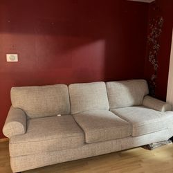 Beige 3-Seat Fabric Couch