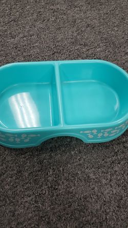 Cat Food and Water Bowl Blue Fish