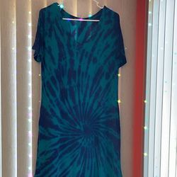 New Tie Dye Maxi Dress With Pockets & Slots Homemade Size Medium