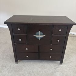 Modern Espresso Storage Cabinet / Accent Chest with 9 Drawers – Solid Wood Look
