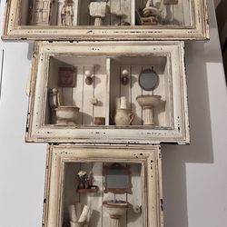 Vintage 3D Shadow Box Clawfoot Tub Cuckoo Clock Mirror Toilet Wall Art