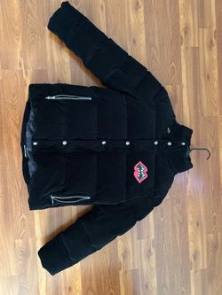 Black Chrome Hearts Corduroy Puffer Jacket with Logo Patch