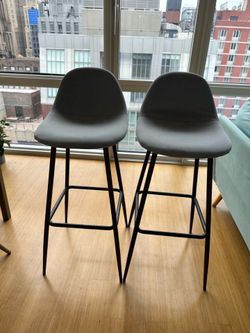 Copley Upholstered Barstool with Faux Leather Light Gray - Set of 2