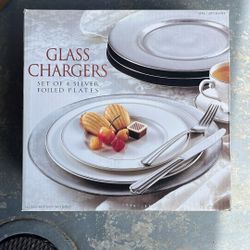 Glass Chargers Silver Foiled Plates (set of 4)