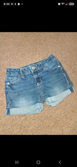 Light Wash Denim Jean Shorts with Cuffed Hem