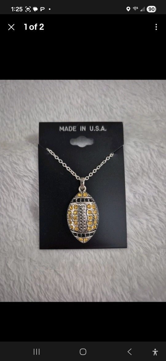 Football Necklace, Black And Gold