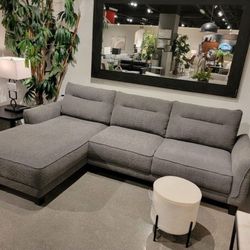 Grey Sectional Sofa Boucle Modern Firm Seating  New $799