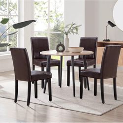 Set of 4 -brown leather dining Chairs