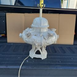 Large Flowered  Ceramic Lamp