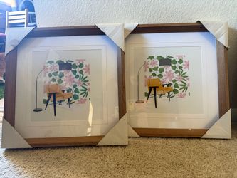 Set of 2 Mid-Century Modern Framed Wall Art