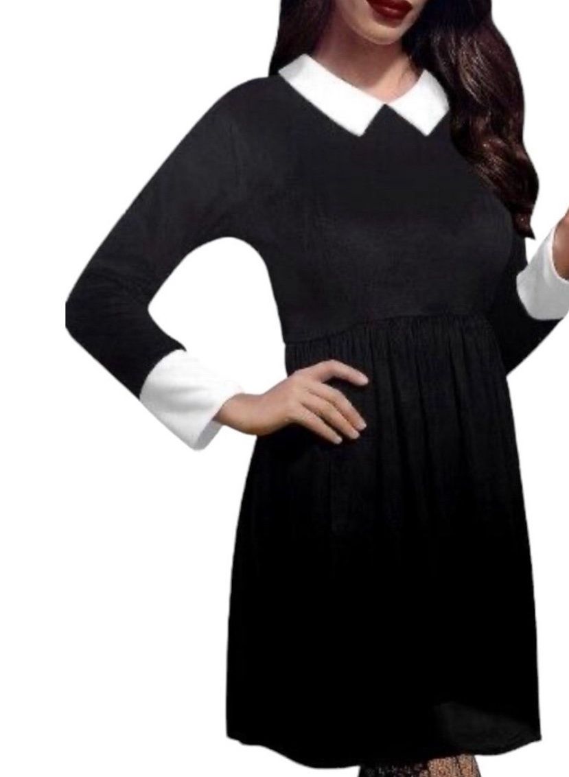 New Wednesday  Women’s  Costume Black & White  Dress And wig   Dress Size XL