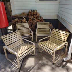 Set of 4 Vintage Tropitone Cross Strap Metal Outdoor Patio Chairs MCM