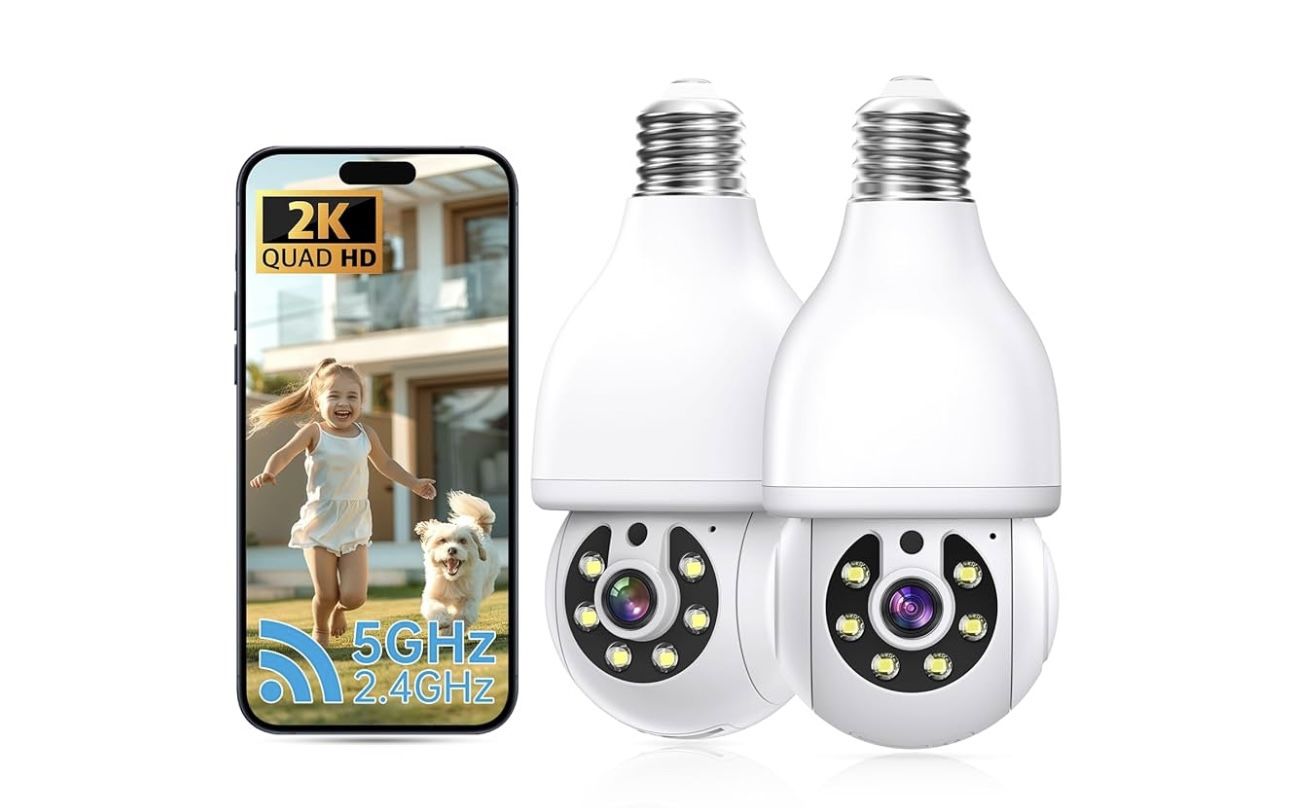 2K Light Bulb Security Camera 5G&2.4G WiFi Security Cameras Wireless Outdoor Indoor,360°Bulb Cameras for Home Security Outside Indoor,Motion Detection