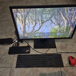 Thinkpad Dock With 24" Monitor, Keyboard, Mouse, and Cables