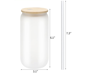 12 Pack Sublimation Glass Cups Frosted 16oz Blanks