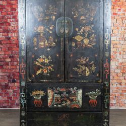 Large Rustic Painted Chinese Cabinet #1 - Solid Wood - Delivery Available