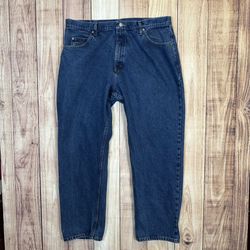 Wrangler Mens Jeans Altered Size 38x30 Blue Denim 100% Cotton Work Pants 